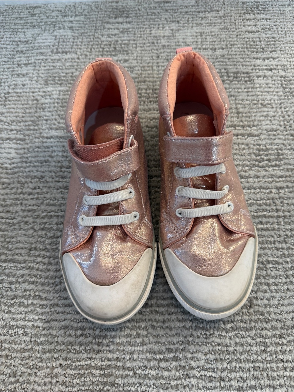 See Kai Run Metallic Pink High-Top Sneakers with Hook-and-Loop Strap